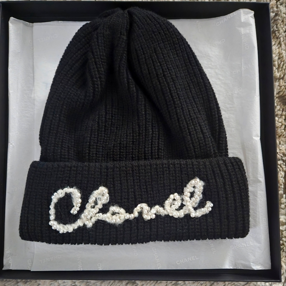 Authentic Black Cashmere Chanel Beanie